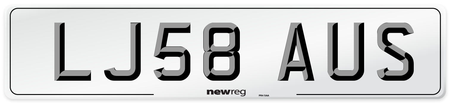 LJ58 AUS Number Plate from New Reg